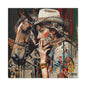 Western Collage Horse & Cowgirl Matte Canvas Wall Art - Stretched 1.25"