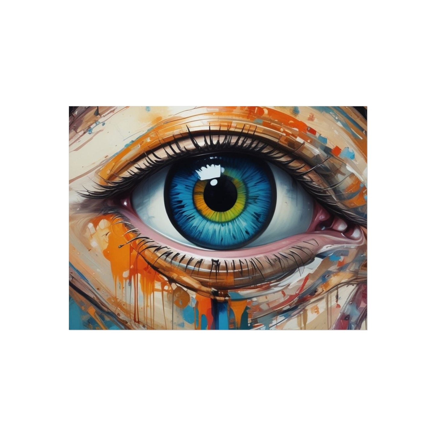 Vibrant Blue Eye Surreal Wall Art Print