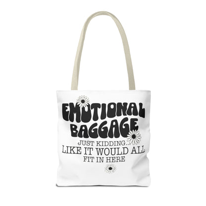 Tote Bag — "Emotional Baggage" Funny Quote Tote with Daisy Vibe