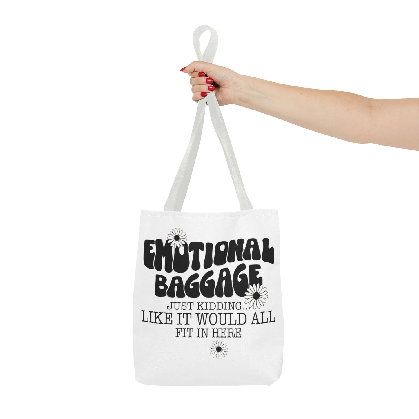 Tote Bag — "Emotional Baggage" Funny Quote Tote with Daisy Vibe