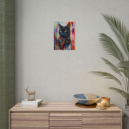 Colorful Cat Poster — Vibrant Black Cat Wall Art (Rolled Poster)