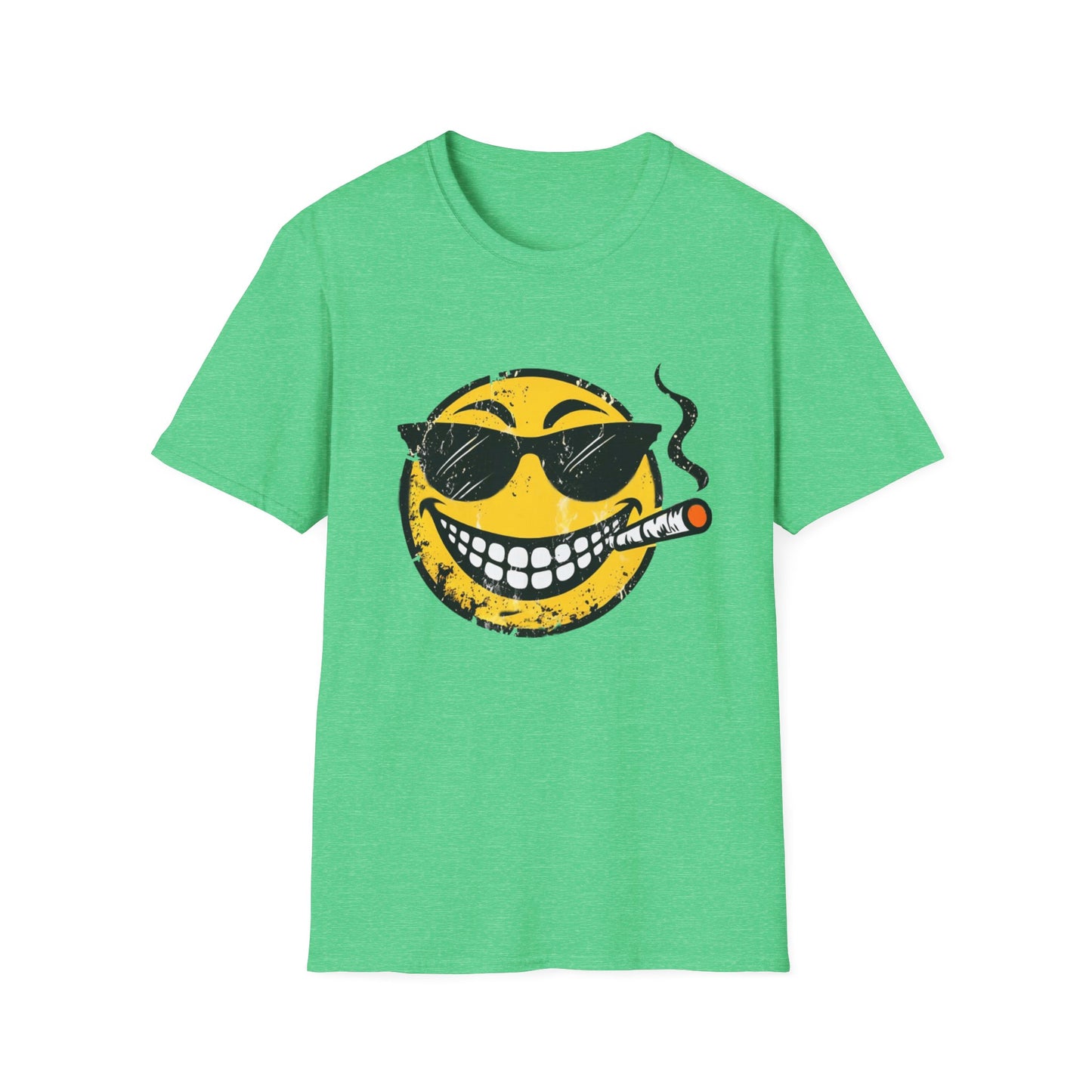 Smokin' Cool Emoji T-Shirt — Retro Grinning Face with Sunglasses & Cigar