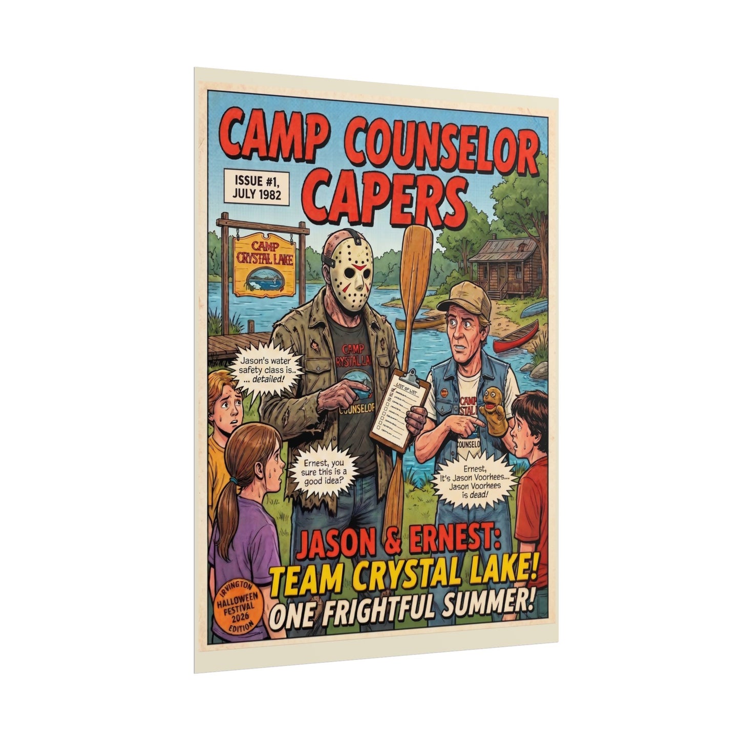 Camp Crystal Lake Comic Art Poster — "What Would Jason Do If He Had a Normal Job?"
