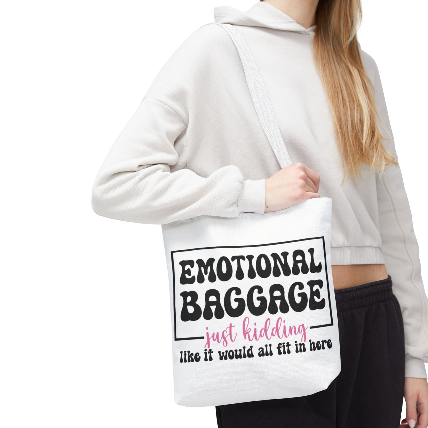 Emotional Baggage Tote Bag — Funny "Emotional Baggage (just kidding)" Reusable Shopper