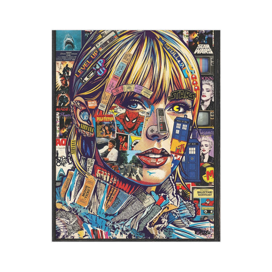 Pop Culture Collage Portrait Print — Colorful Retro Movie & TV Art Print