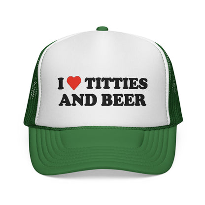 Trucker Hat - "I  Titties and Beer" Funny Novelty Cap
