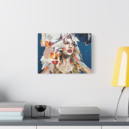 Pop Art Collage Woman Canvas Print — Modern Portrait Wall Art