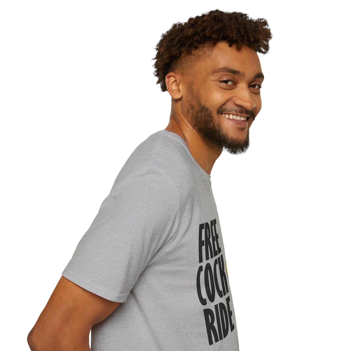 Graphic T-Shirt — "Free Cock Ride" Rooster Novelty Tee
