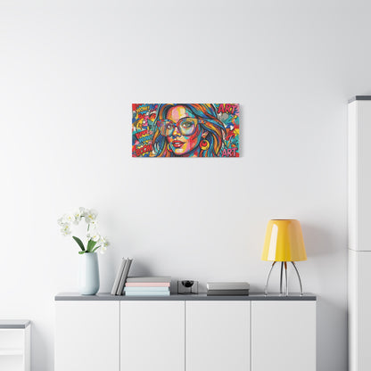 Pop Art Chic Canvas Print — Colorful Retro Neon Portrait