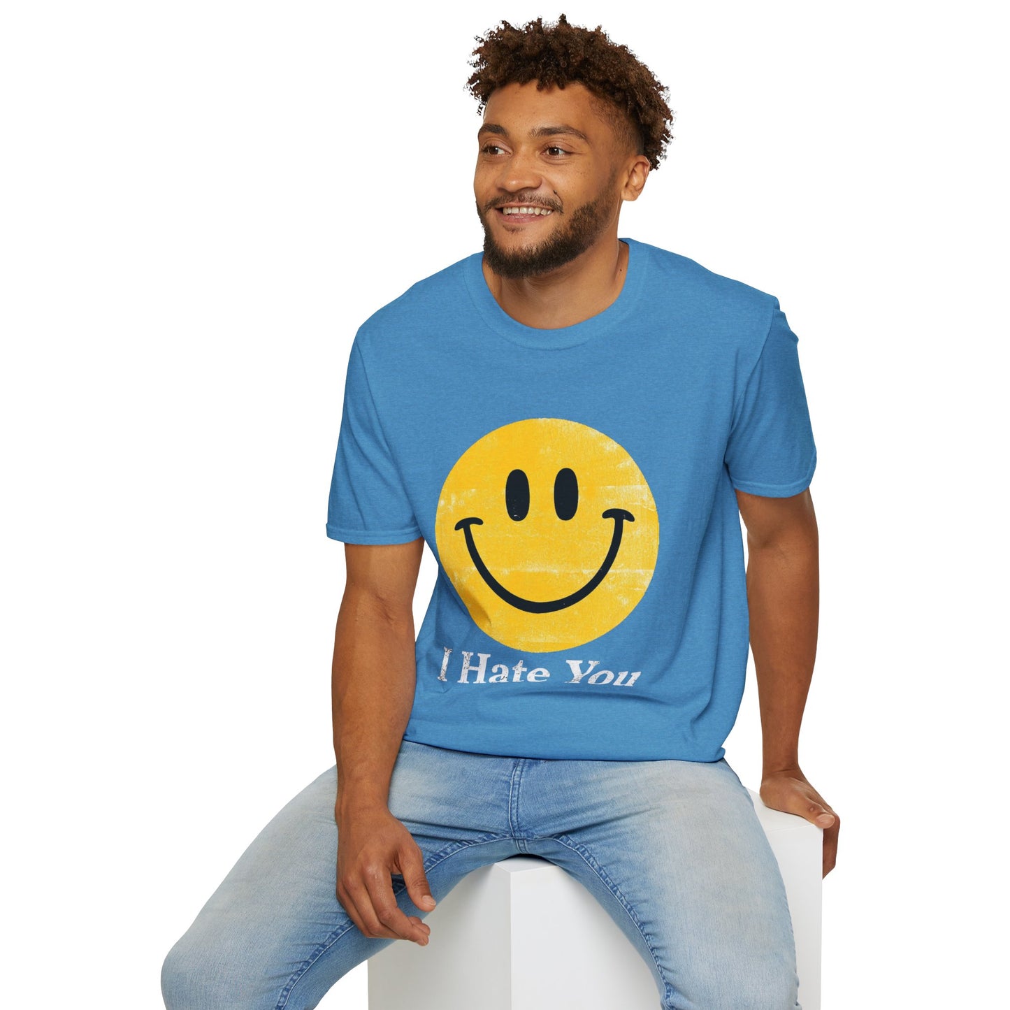 Funny 'I Hate You' Smiley T-Shirt — Retro Distressed Yellow Smiley Tee