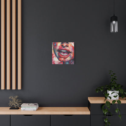 Colorful Pop Art Lips Canvas Wall Art – Vibrant Stretched Matte Portrait
