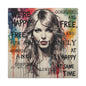 Taylor-Inspired Pop Portrait Matte Canvas Print — 'Happy, Lonely, Confused' Stretched Wall Art