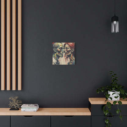 Zombie Couple Matte Canvas Wall Art — Blood-Splattered Horror Portrait