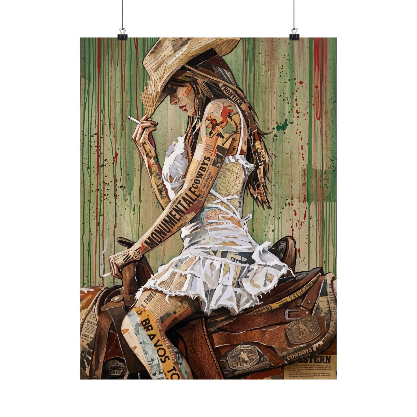 Cowgirl Art Satin Poster — Vintage Western Pinup Print