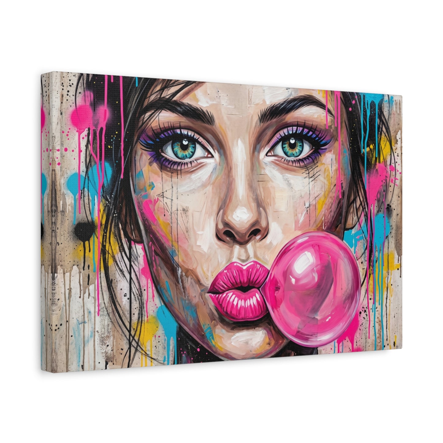 Abstract Bubble Girl Canvas Print — Matte Stretched Wall Art
