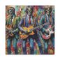 Rock Skeleton Band Canvas Print — Colorful Guitarist Wall Art