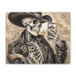 Skeleton Cowboy Canvas Print — Western Skull Selfie Wall Art (Matte Stretched)