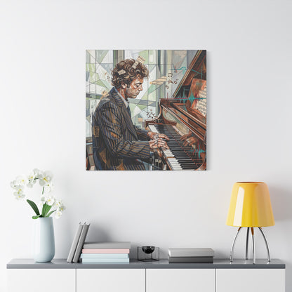 Piano Man Joel Canvas Wall Art — Abstract Character Portrait