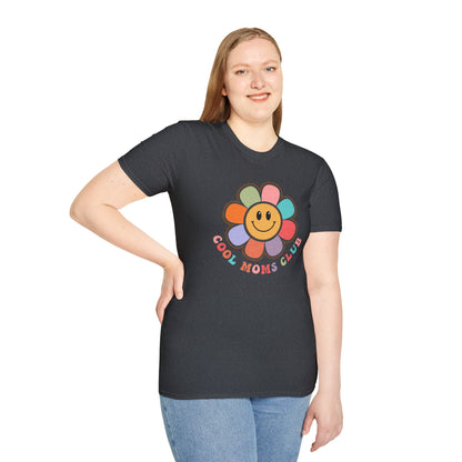 Cool Moms Club T-Shirt — Retro Floral Smiley Tee for Trendy Moms