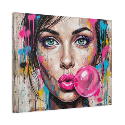 Abstract Bubble Girl Canvas Print — Matte Stretched Wall Art