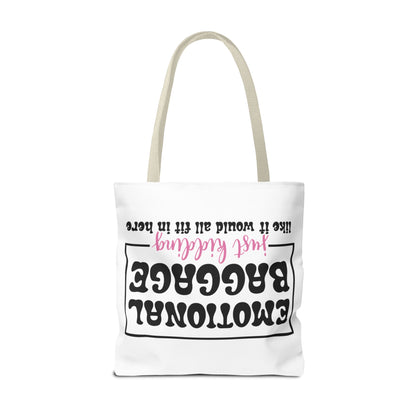 Emotional Baggage Tote Bag — Funny "Emotional Baggage (just kidding)" Reusable Shopper