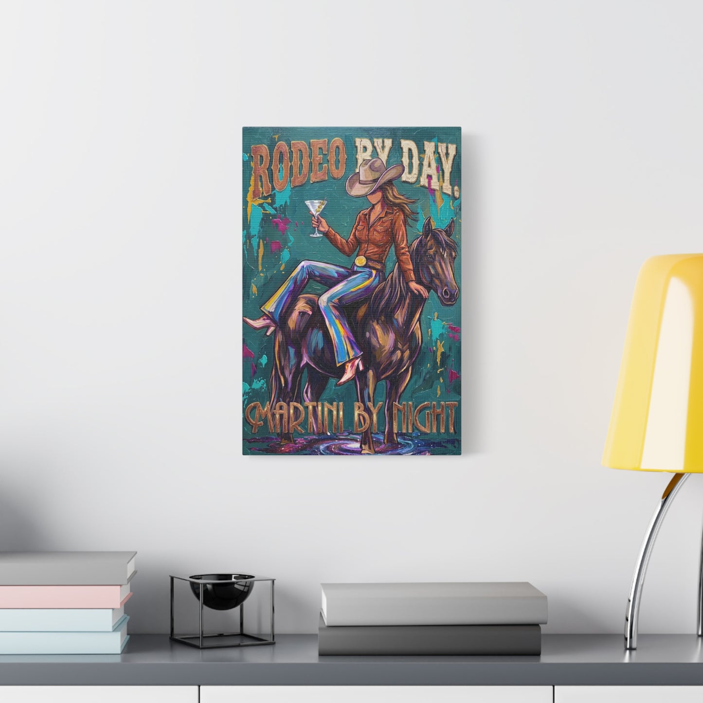 Rodeo By Day, Martini By Night Matte Canvas Wall Art