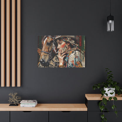 Western Collage Horse & Cowgirl Matte Canvas Wall Art - Stretched 1.25"
