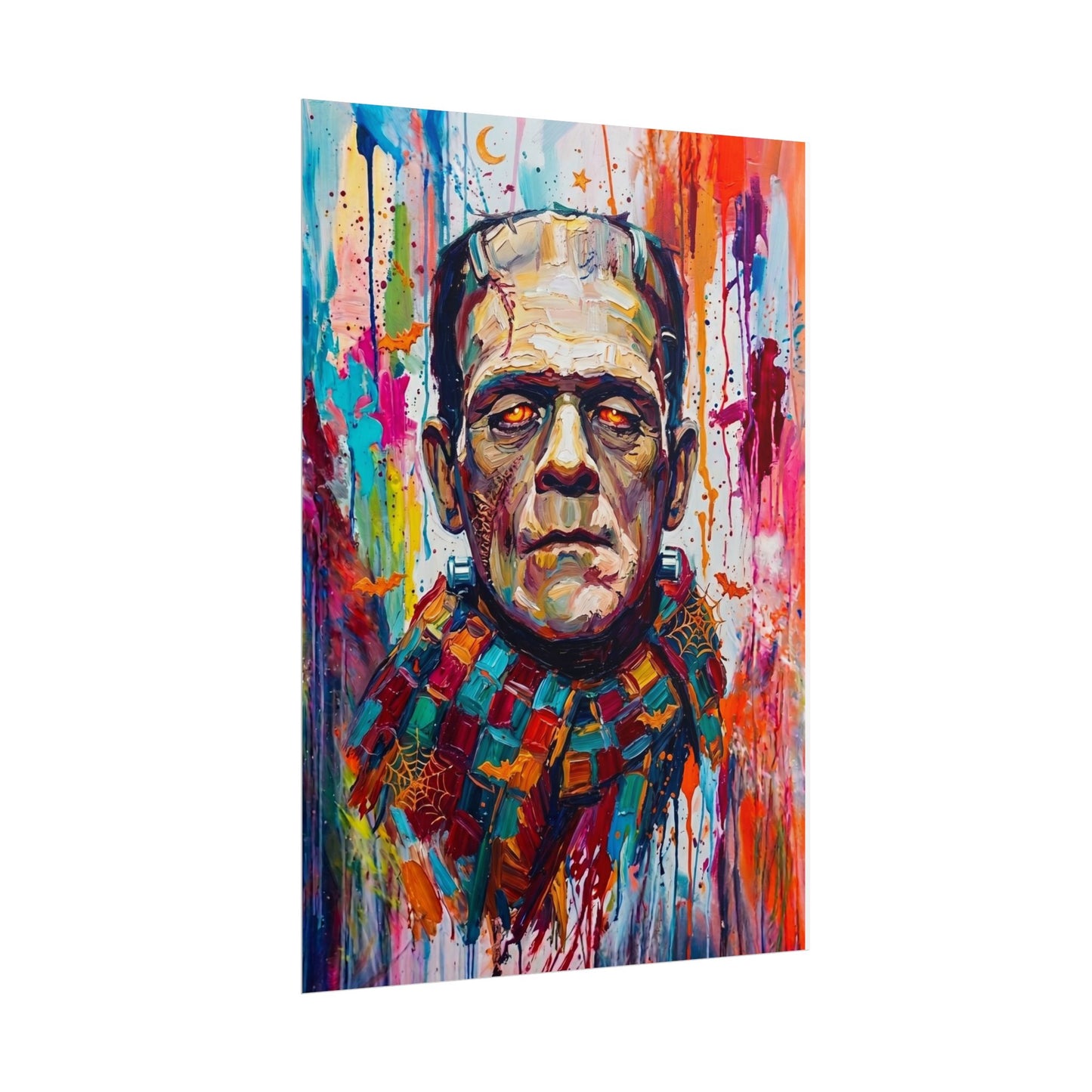 Frankenstein Color Splash Poster — Vibrant Pop Art Horror Wall Print
