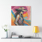 Cowgirl Canvas Wall Art — Vibrant Western Portrait Matte Stretched Canvas