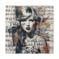 Swift Inspired Matte Stretched Canvas – "I Wake Up; I’m Alive" Mixed-Media Portrait Wall Art
