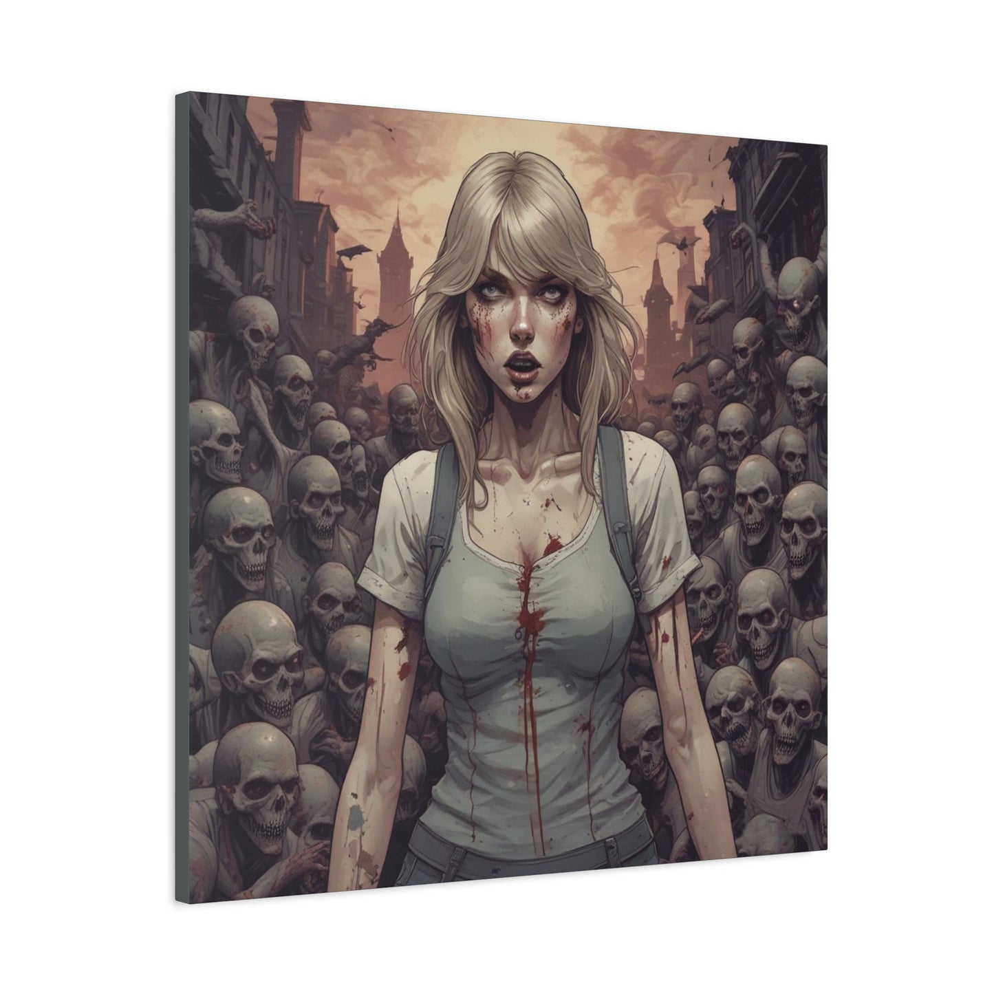 Zombie Swift Matte Canvas Wall Art — Gory Gothic Horror Illustration