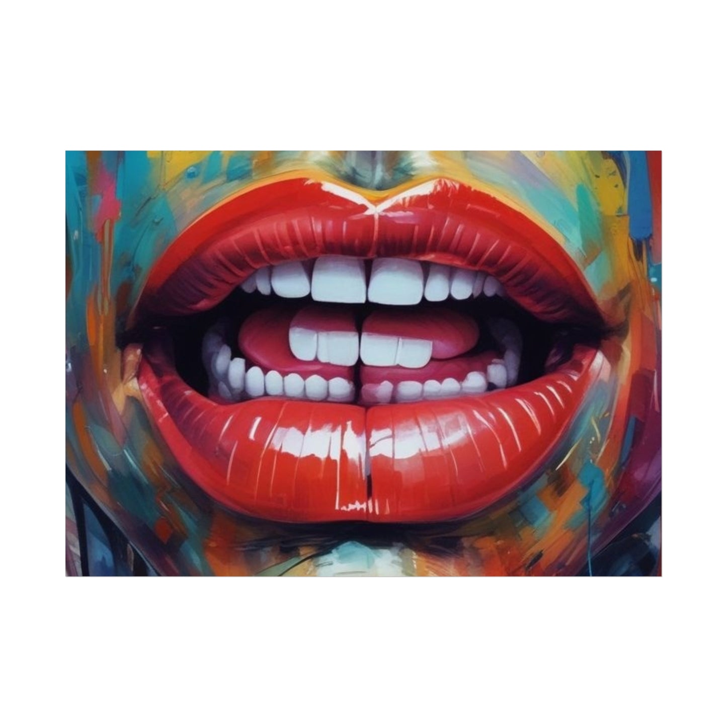 Colorful Pop Art Lip Poster Fine Art Print