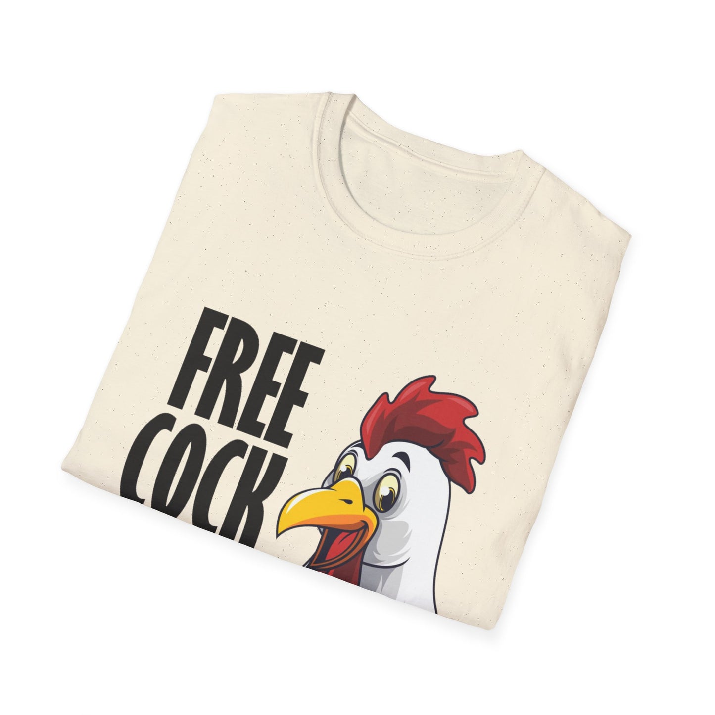 Graphic T-Shirt — "Free Cock Ride" Rooster Novelty Tee