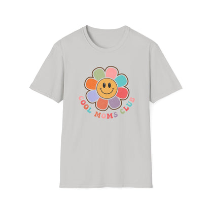 Cool Moms Club T-Shirt — Retro Floral Smiley Tee for Trendy Moms