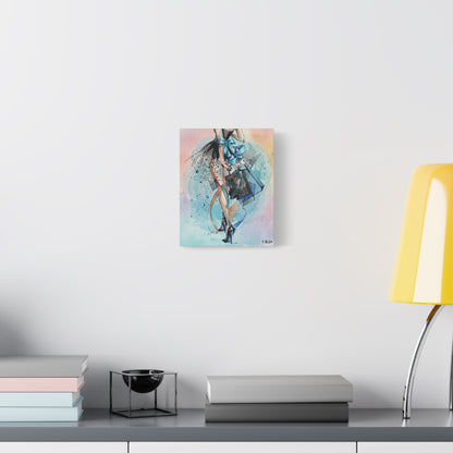 Fashion Illustration Canvas Print — Blue Ribbon Ballet Heels Artwork