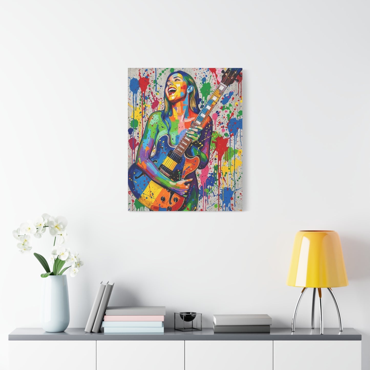Colorful Guitarist Pop Art Canvas Print — Vibrant Music Wall Art