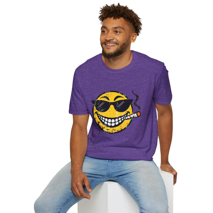 Smokin' Cool Emoji T-Shirt — Retro Grinning Face with Sunglasses & Cigar
