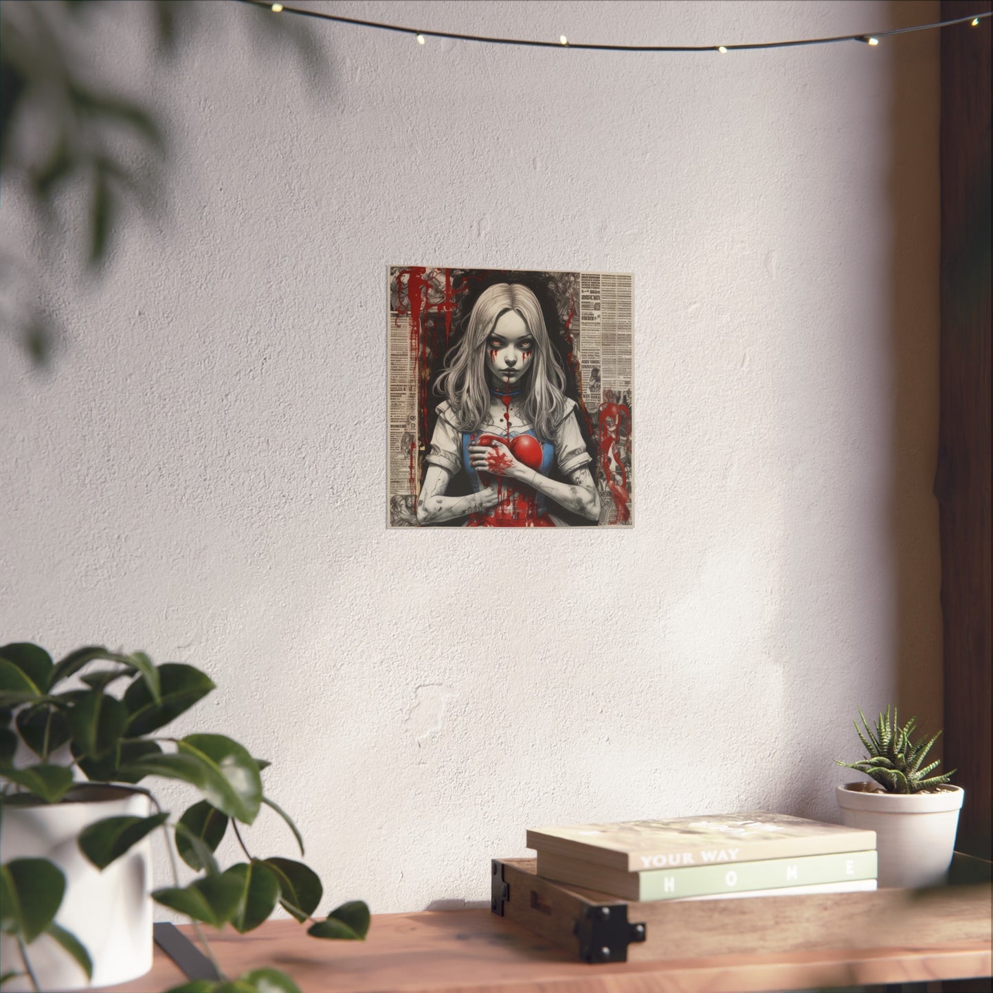 Dark Gothic Alice Fine Art Poster — Bleeding Heart Surreal Wall Art