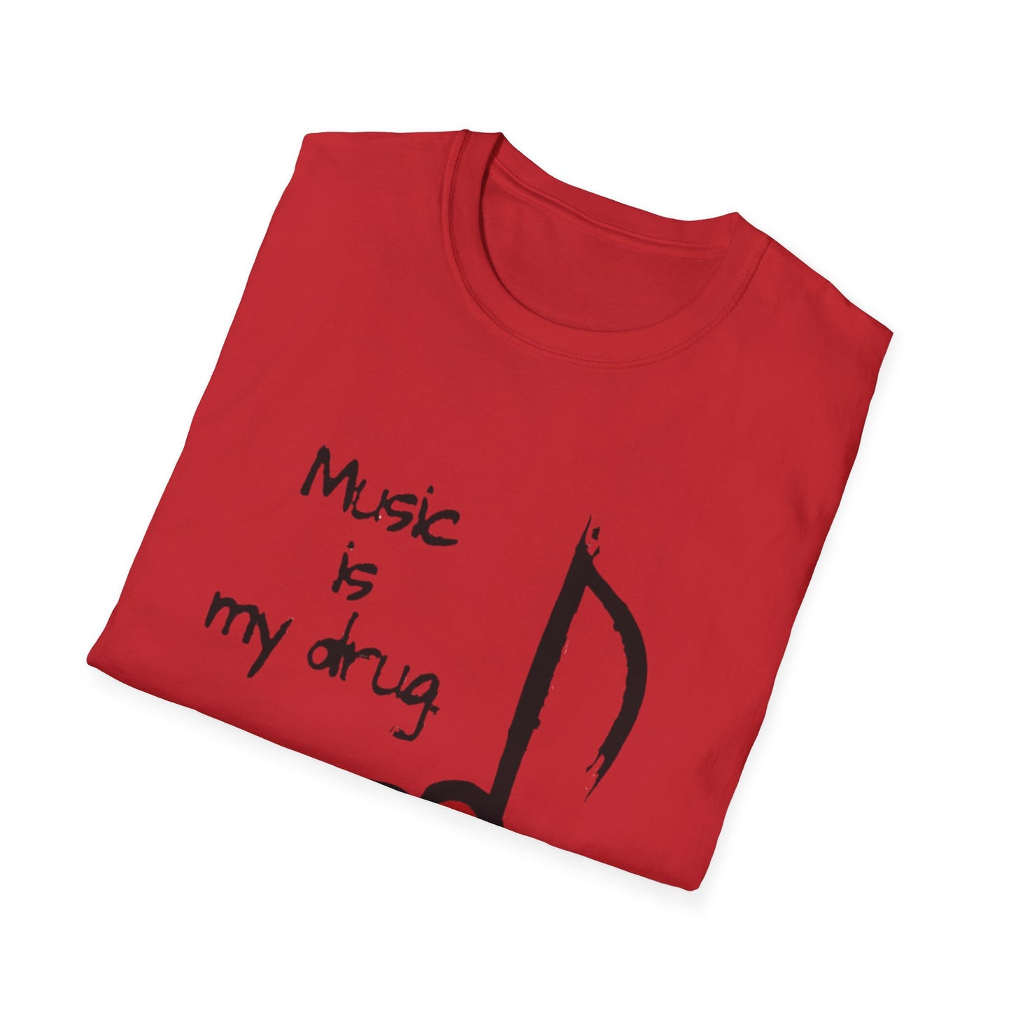 Music Is My Drug T-Shirt – Heart Note Graphic Tee for Musicians & Music Lovers