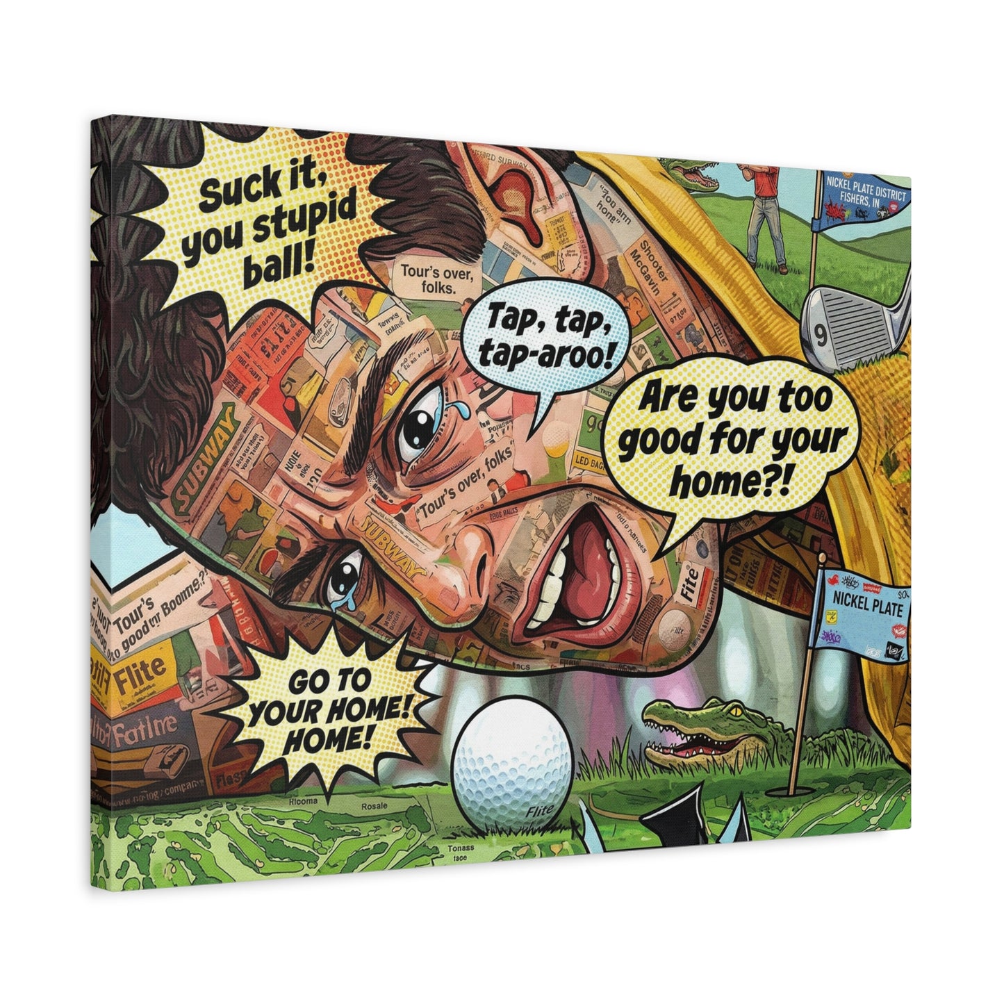 Happy Golf Pop Canvas Art — Matte Stretched Canvas Print