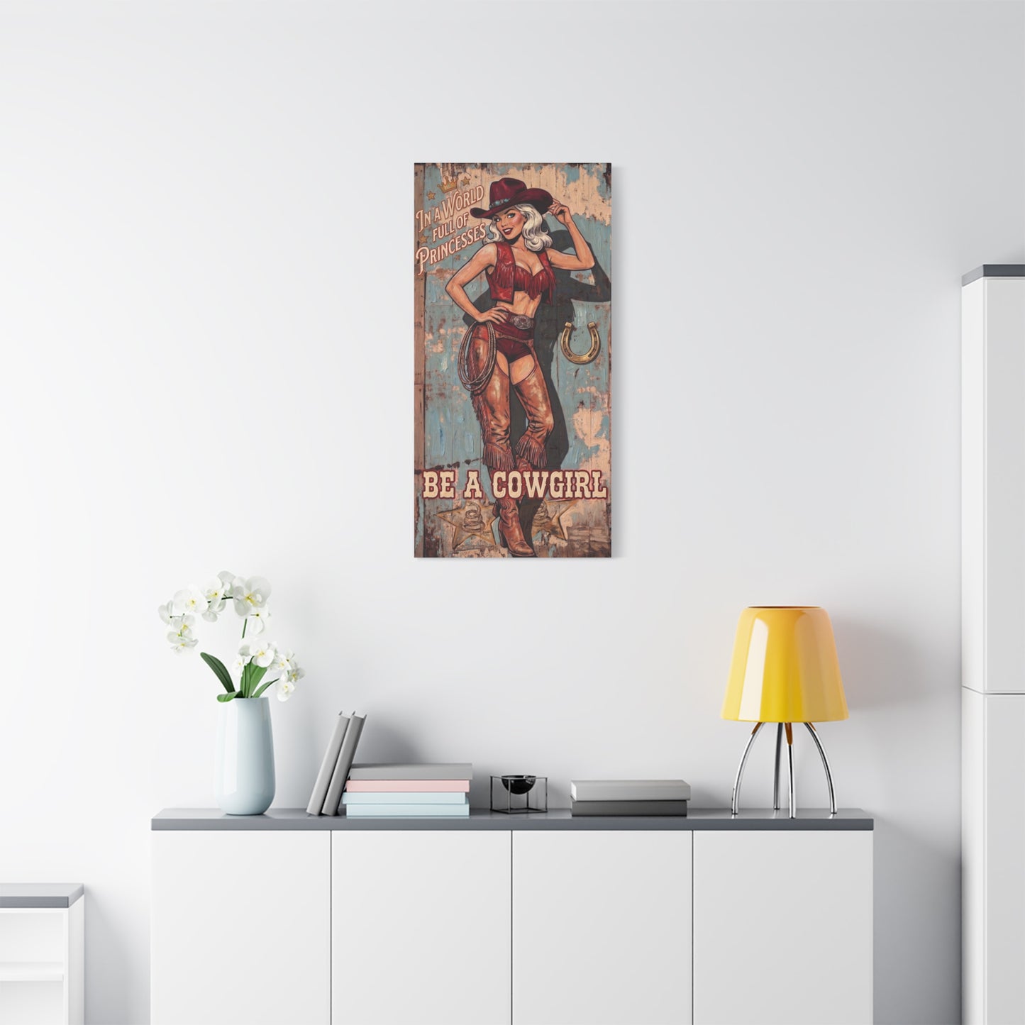 Be a Cowgirl Vintage Pin-Up Canvas Wall Art