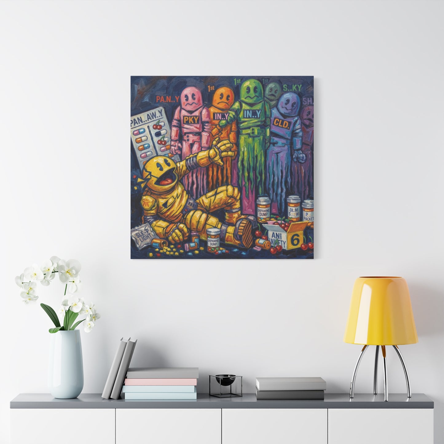 Depressed Pacman Canvas Wall Art Print