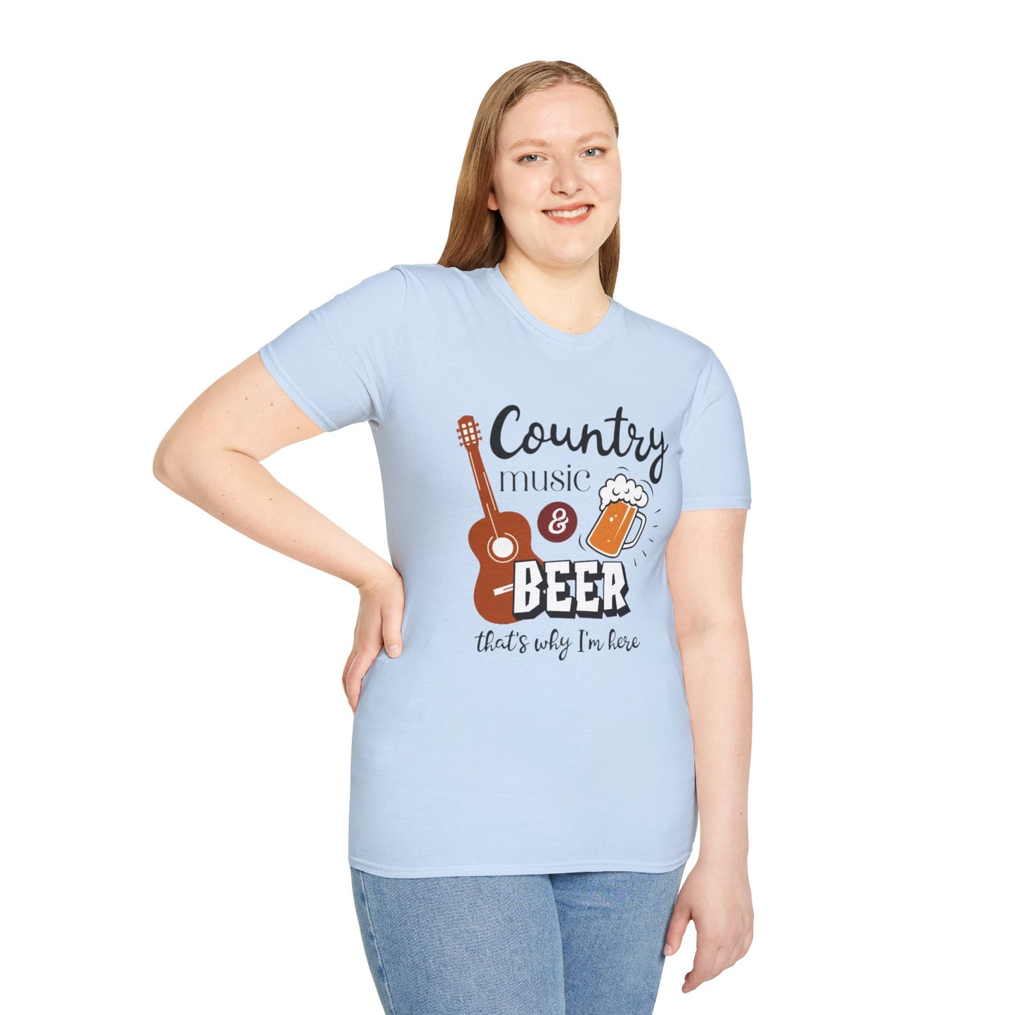 Country Music & Beer T-Shirt — "Country Music & Beer That's Why I'm Here" Graphic Tee