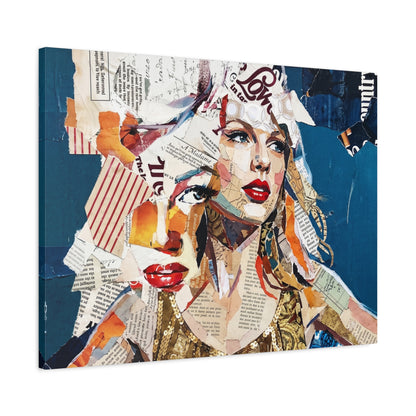 Pop Art Collage Woman Canvas Print — Modern Portrait Wall Art