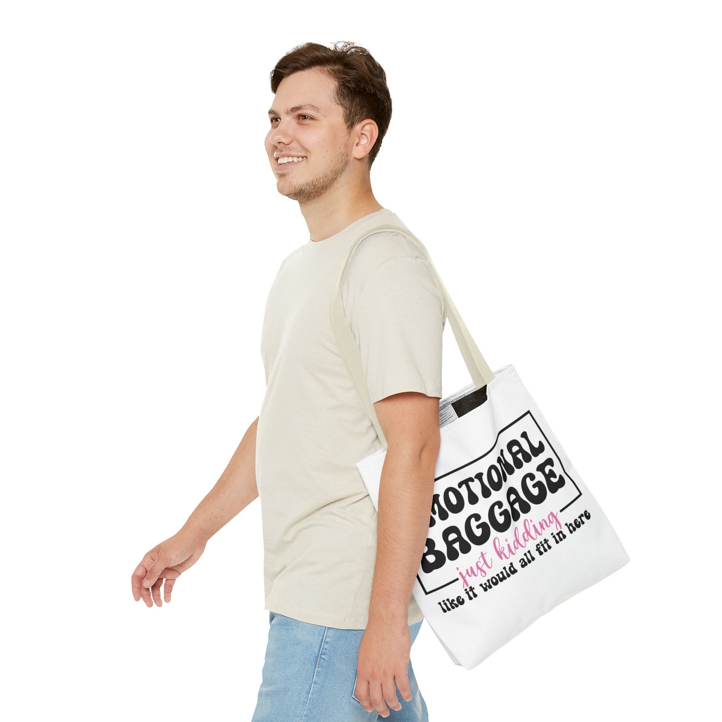 Emotional Baggage Tote Bag — Funny "Emotional Baggage (just kidding)" Reusable Shopper