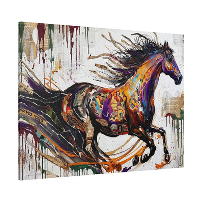 Colorful Galloping Horse Canvas Print — Vibrant Abstract Equestrian Wall Art