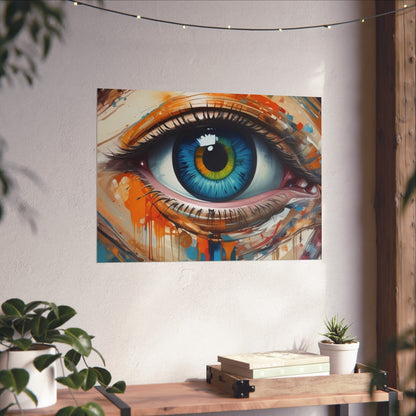 Vibrant Blue Eye Surreal Wall Art Print