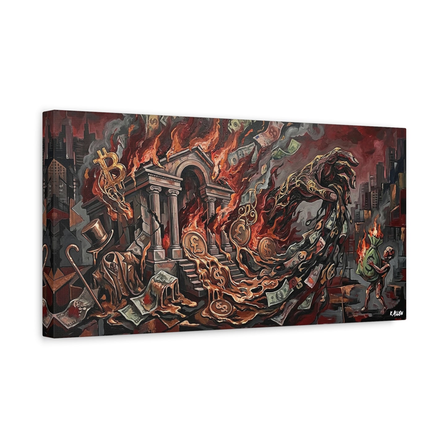 Economy Falling Canvas Wall Art Print — Matte Stretched Canvas