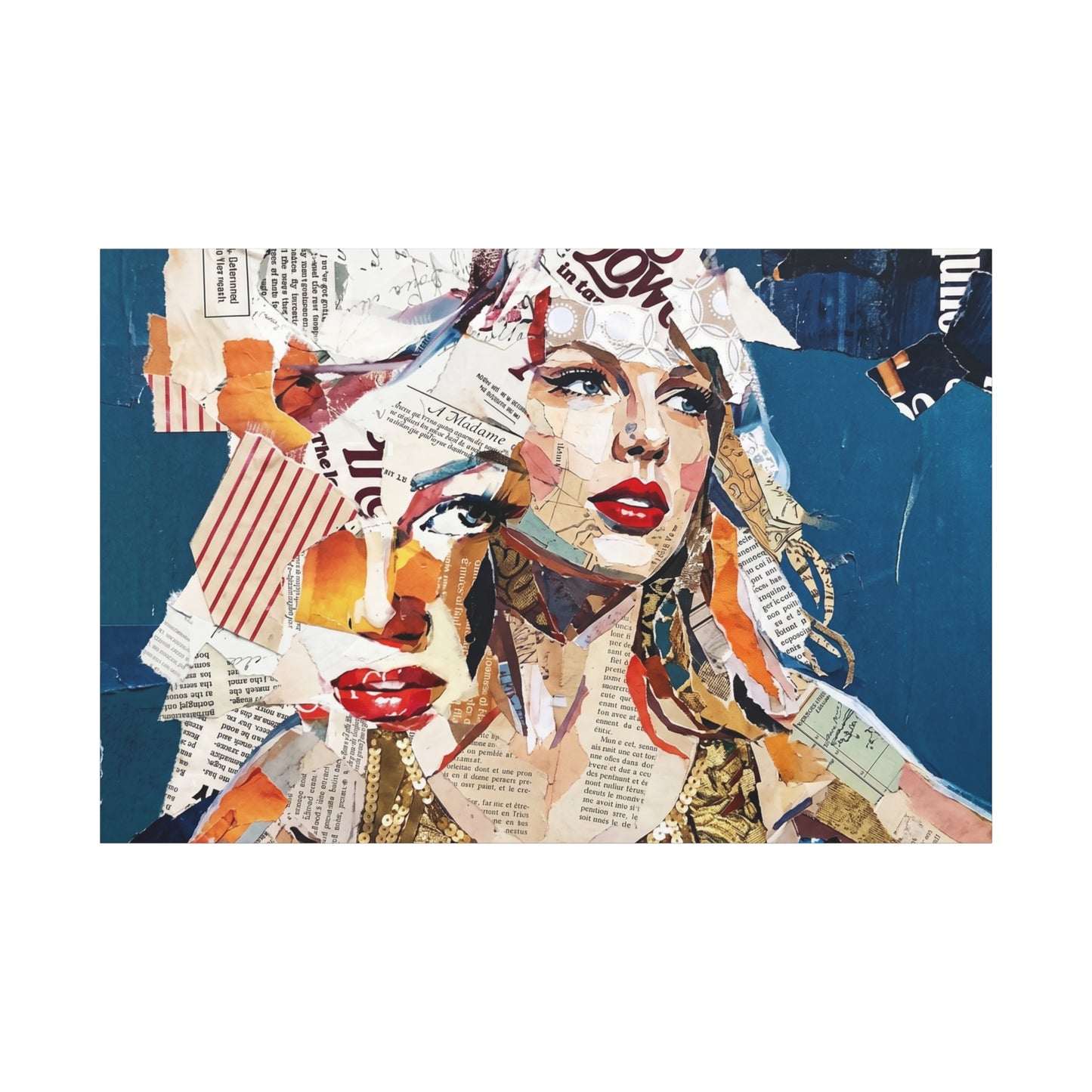 Pop Art Collage Woman Canvas Print — Modern Portrait Wall Art