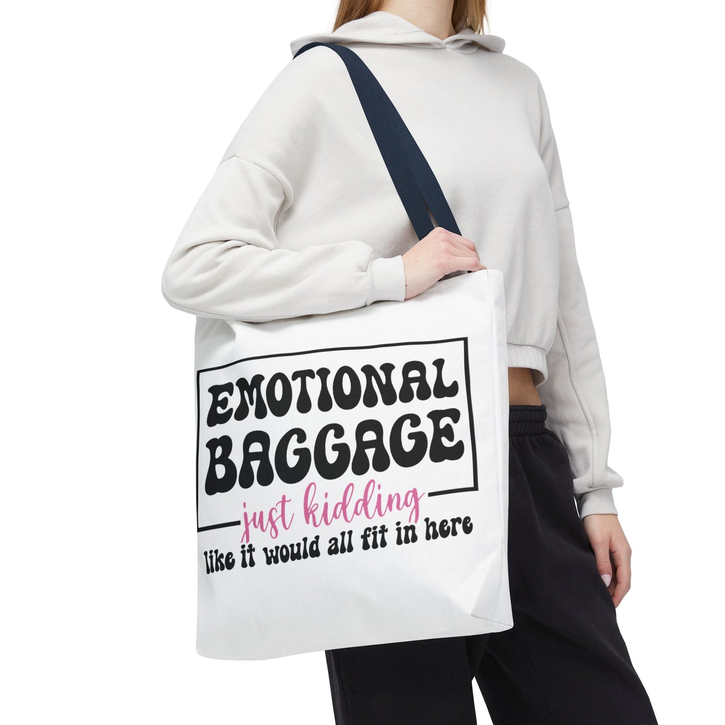 Emotional Baggage Tote Bag — Funny "Emotional Baggage (just kidding)" Reusable Shopper